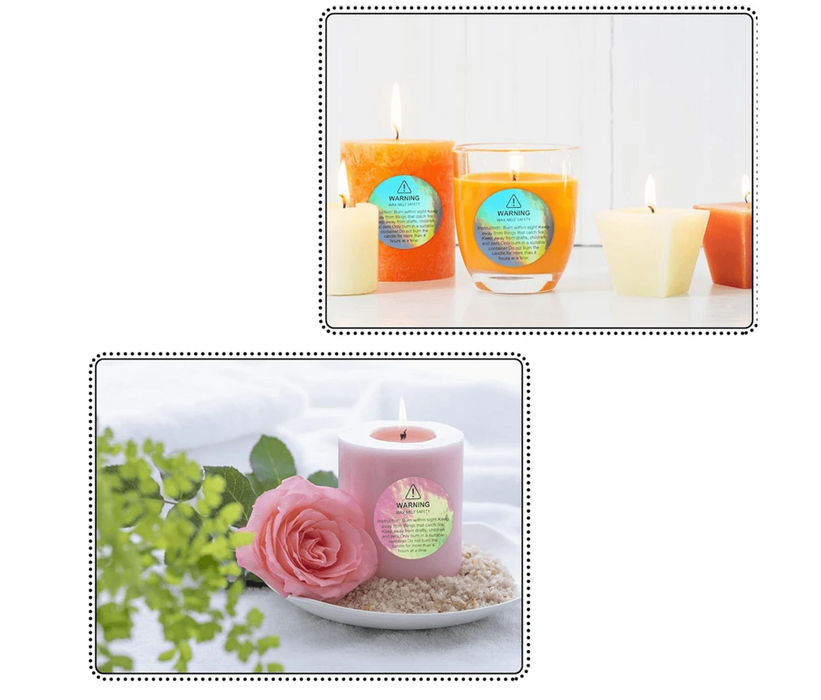 500Pcs Candle Warning Label- Multi colour