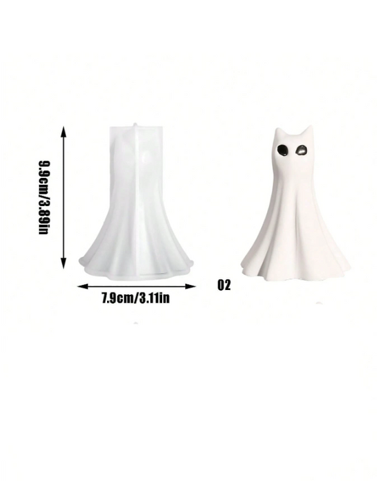Ghost Cat Shaped Silicone Mold for CAnd | Mould - Resinarthub