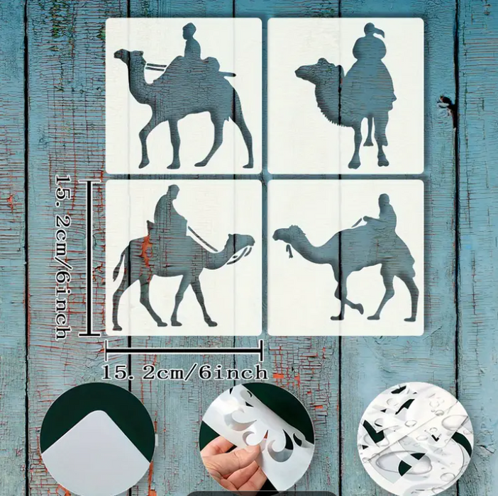 4pcs Camel Shaped Stencils for Resin Art