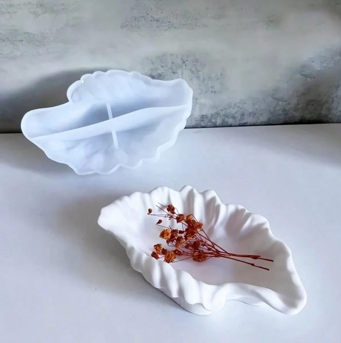 قالب سيليكون لصينية على شكل صدفة لفن الجيسمونايت