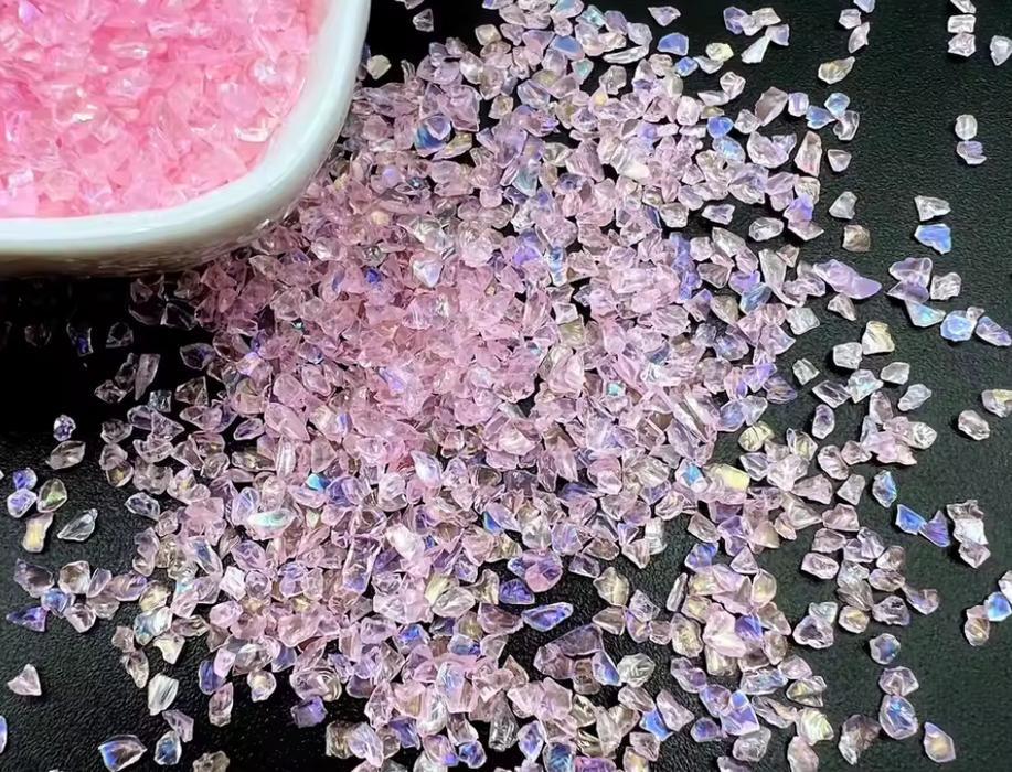 Pink color crushed stones for resin art-250gms
