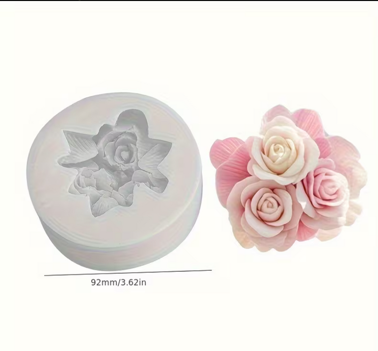 3 Rose Silicone Mold for Candle Making