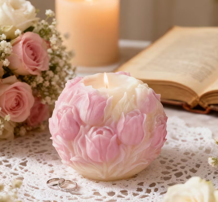 Tulip Flower Ball Shaped Silicone Mold for Candle Making