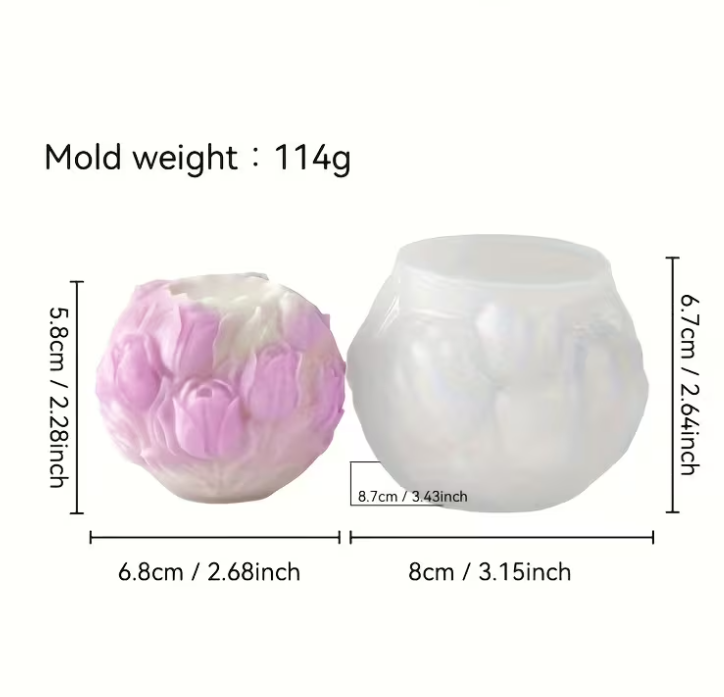 Tulip Flower Ball Shaped Silicone Mold for Candle Making