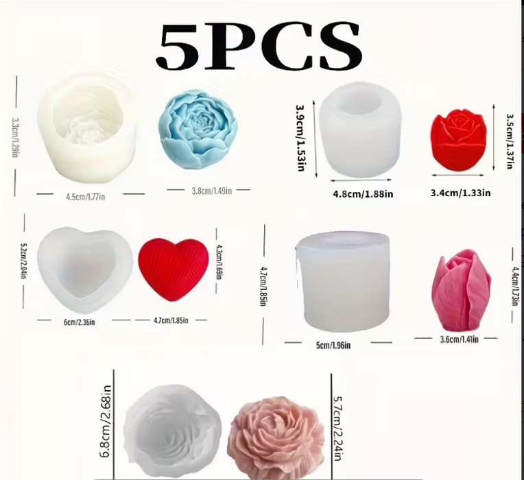 5pcs Everlasting Flora & Heart Set for Candle Making