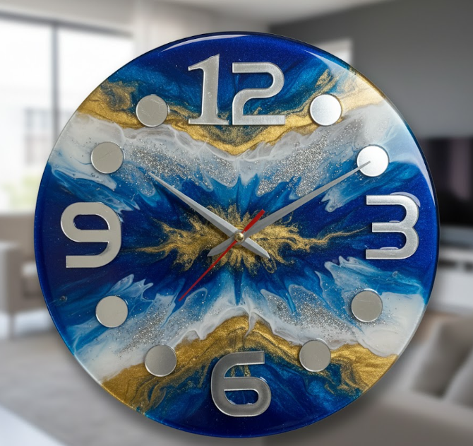 Mirror-Finish Silver Acrylic Numerals and Dots for Resin Art