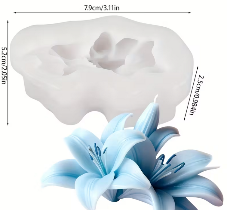 قالب شمعة سيليكون على شكل زهرة زنبق بلوم