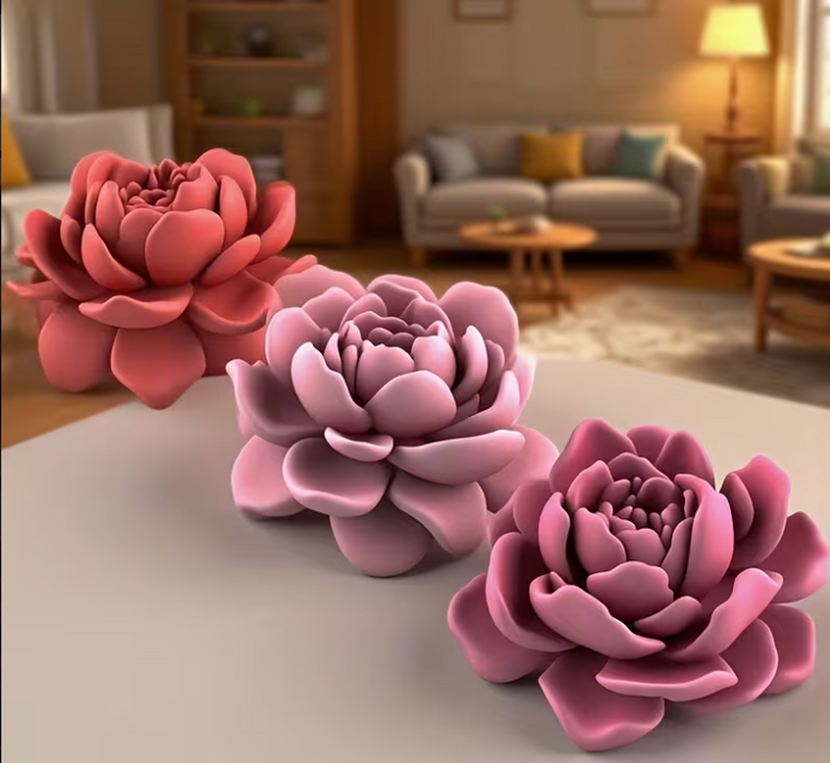 Soft Petal Peony Flower Shaped Silicone Mold for Candle Making