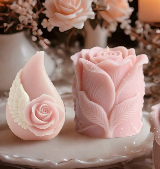 قالب سيليكون لزهرة الورد الأبدية لصنع الشموع
