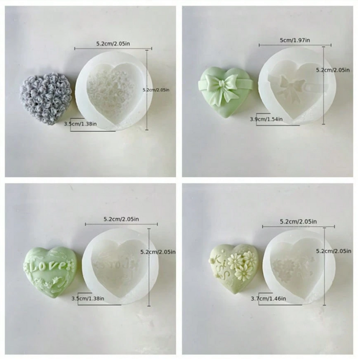 4pcs Heart Shaped Silicone Mold for Soap and Candle Making