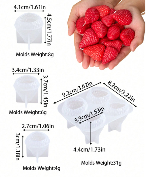 3D Strawberry Silicone Mold for Candle Making