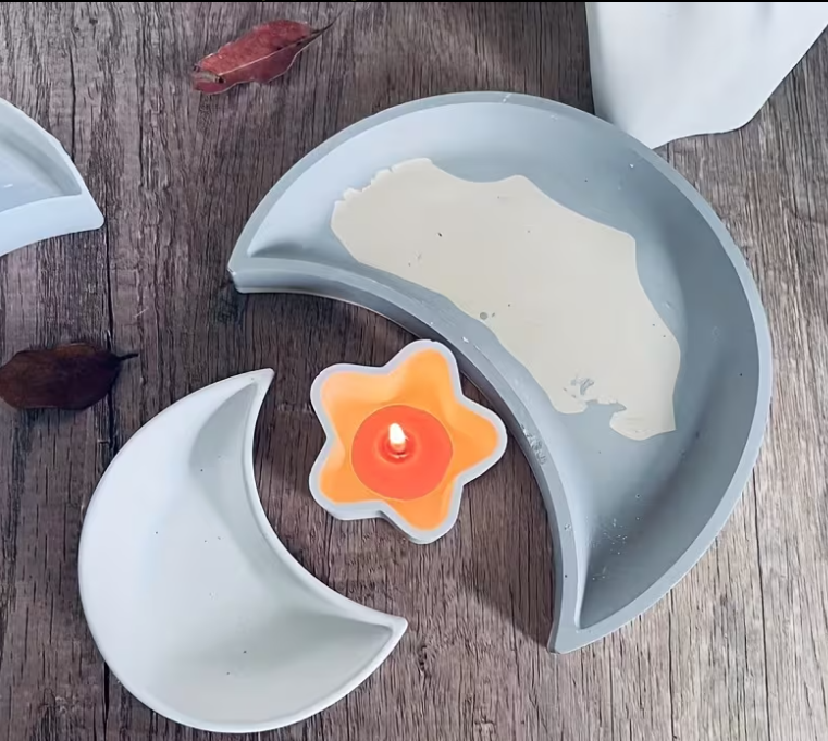 2pcs Moon Shaped Silicone Mold for Jesmonite Art