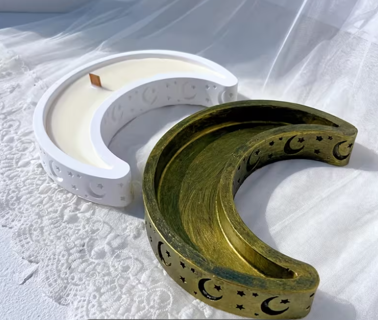 Moon-shaped vessel Silicone  mold for Jesmonite Art