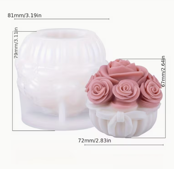 3D rose cluster silicone mold for Candle Making