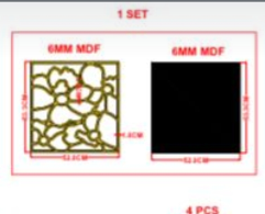 Floral Square Shaped MDF for Resin Art