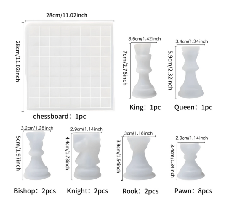 17pcs Chess Board Set Silicone Mold for Resin Art