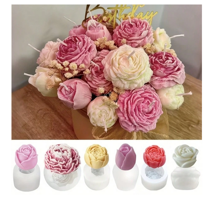 6pcs Floral Silicone Mold for Candle Making