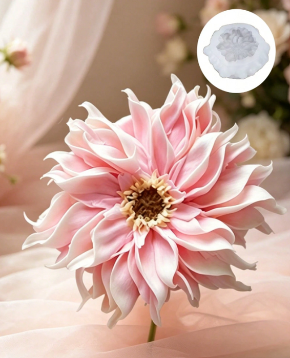 3D Dahlia Flower Silicone Mold for Candle Making