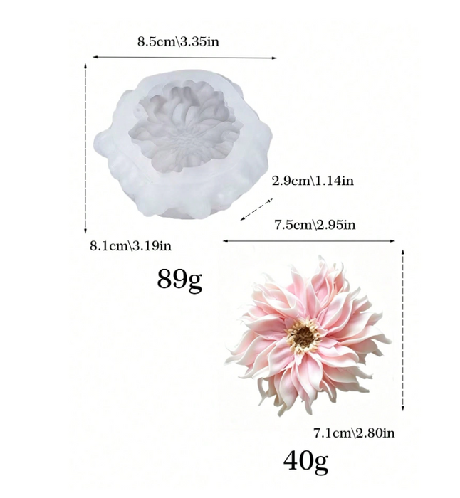 3D Dahlia Flower Silicone Mold for Candle Making