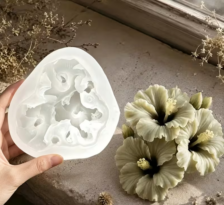Hibiscus Bouquet Shaped Silicone Mold for Candle Making