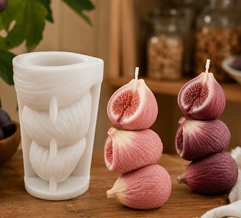 Stacked Fig Fruit Shaped Silicone Mold for Candle Making