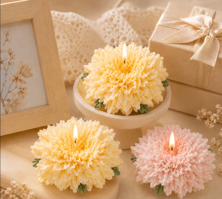 3D Chrysanthemum Flower Shaped Candle Silicone Mold