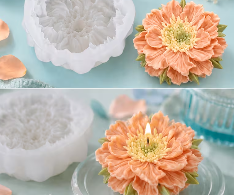 Fresh Anemone Double Flower Silicone Mold for Candle Making