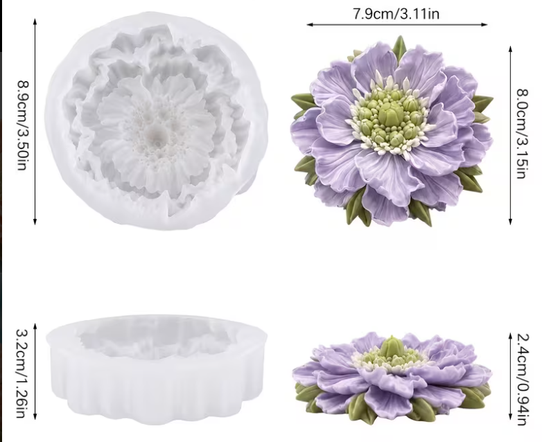 Fresh Anemone Double Flower Silicone Mold for Candle Making