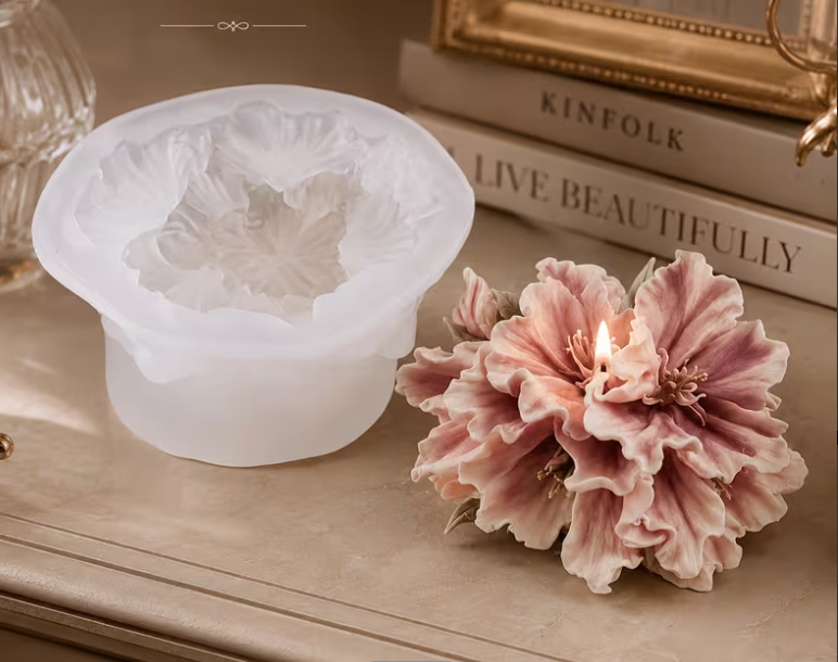 Ruffled Petal Cluster Shaped Flower Silicone Mold for Candle Making