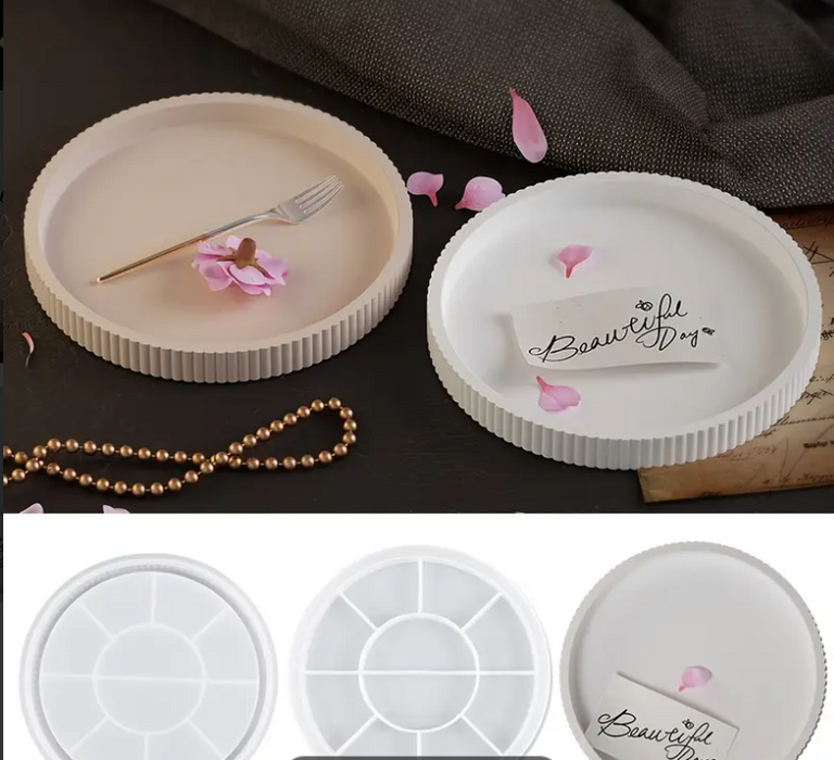 Round Striped Tray shaped Silicone Mold for Jesmonite Art