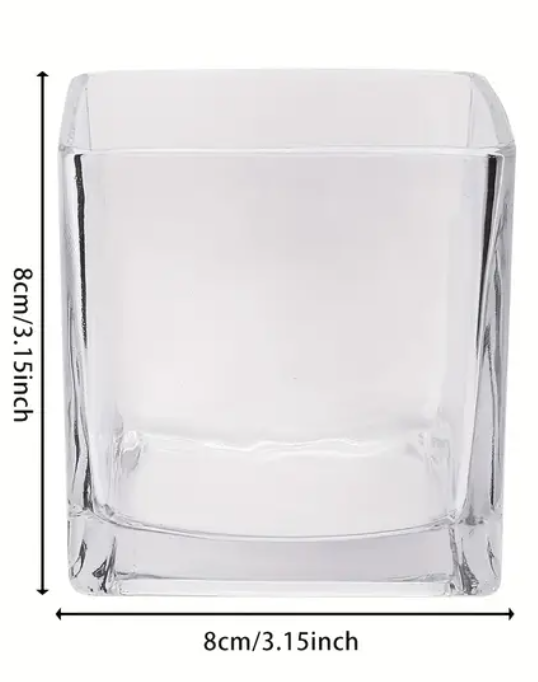 Red Cube Glass Jar for Candle Making
