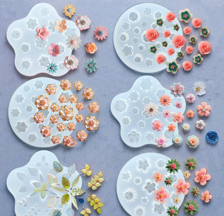 6pcs Set Earring Flower Shaped Silicone Mold for Resin Art