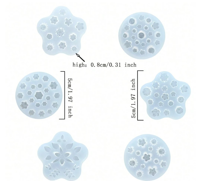 6pcs Set Earring Flower Shaped Silicone Mold for Resin Art