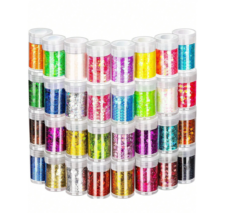 32 وعاء من اللمعان الهولوجرافي للفن (3 أنواع)