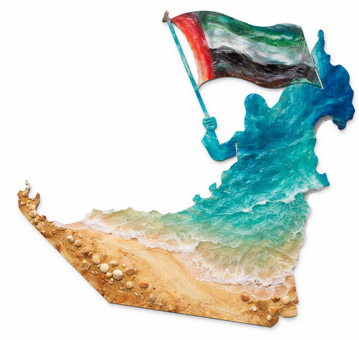 UAE Map With Flag Shaped Mdf Board for Resin Art