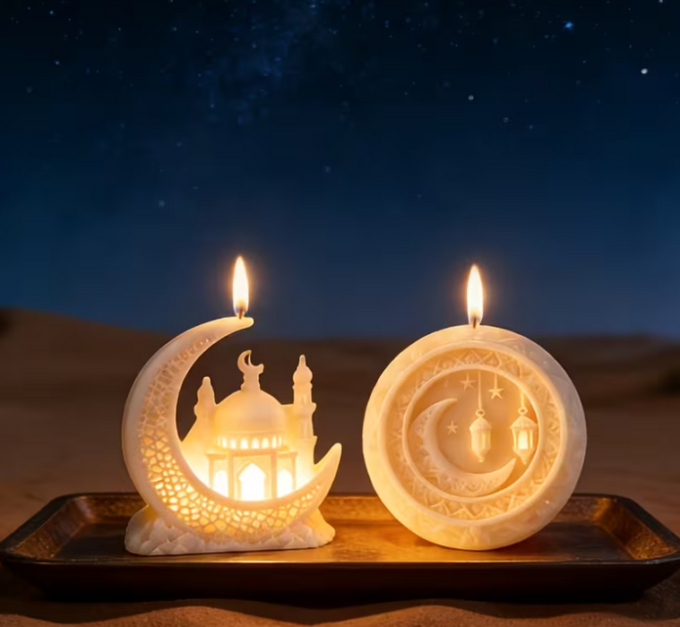 2pcs Set of Moon Castle Shaped Silicone Mold for Candle Making
