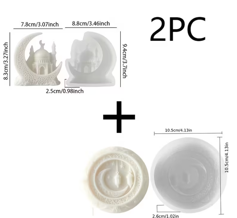 2pcs Set of Moon Castle Shaped Silicone Mold for Candle Making