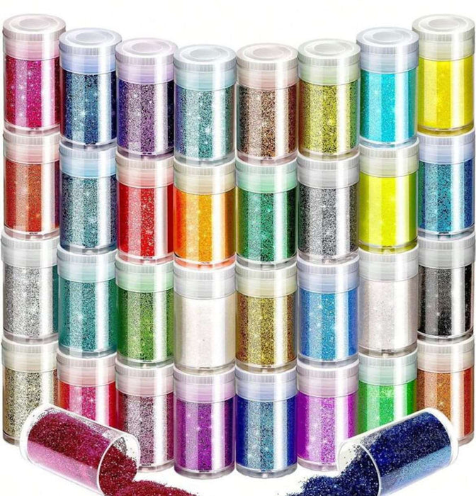32 Pots of Holographic Glitter for Art (3 variants) | Fillings - Resinarthub