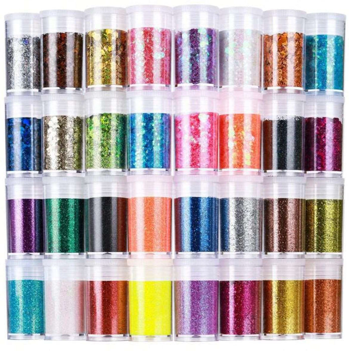 32 Pots of Holographic Glitter for Art (3 variants) | Fillings - Resinarthub