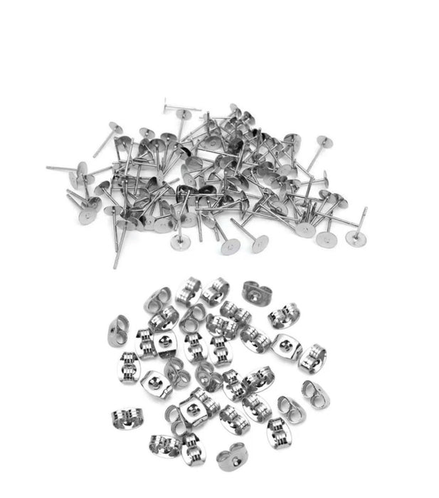 100pcs Earring Stud Base and Pin for Jewelry Making |  - Resinarthub