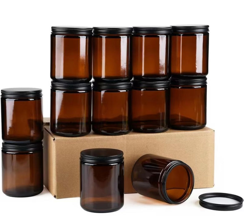 Amber Color Glass Jar with Metal Lid for Candle Making