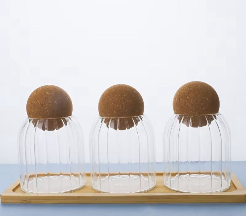 Cylindrical Dome Shaped Glass with Cork Lid for Candle Making