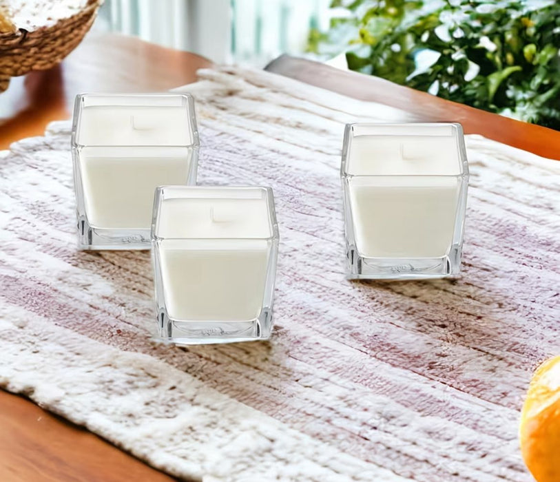 Cubic Glass Jar with Wooden Lid for Candle Making