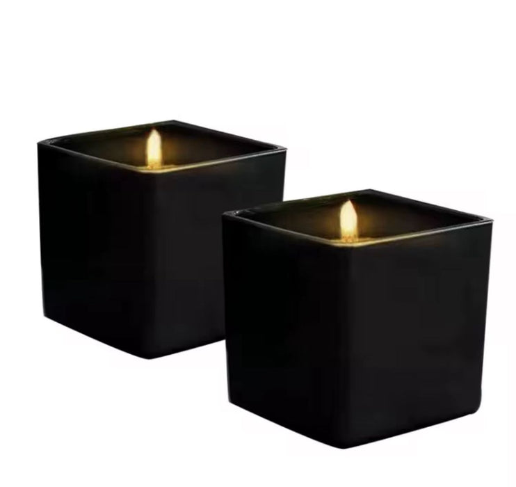 Cubic Glass Jar with Wooden Lid for Candle Making