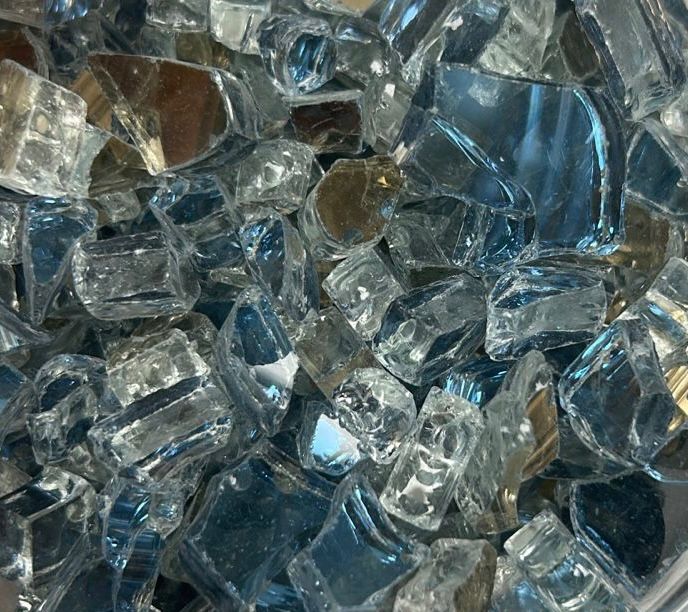 Light Blue and Golden Colored Crushed Glass for Resin Art (6mm)