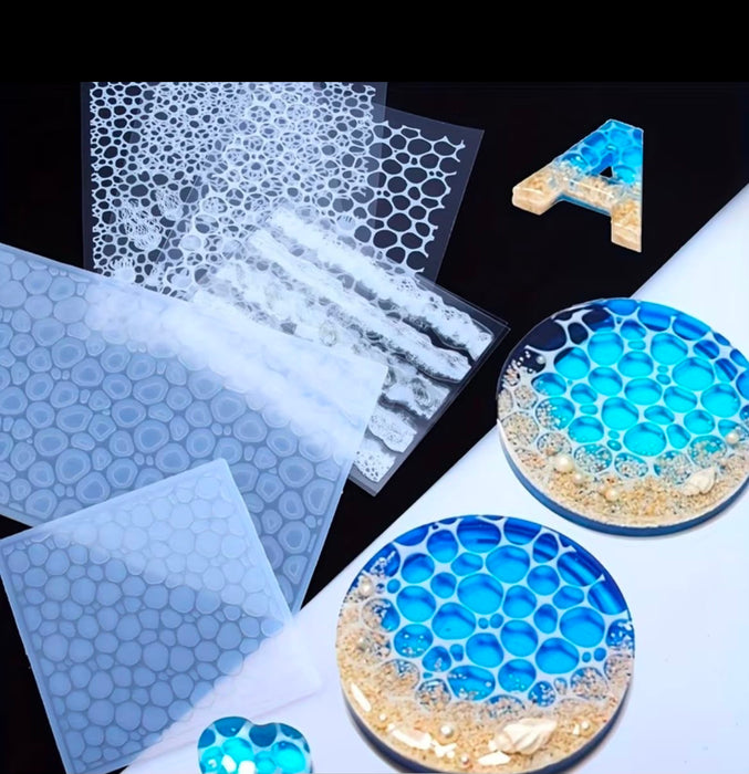 6pcs Wave Sticker and Mold for Resin Art