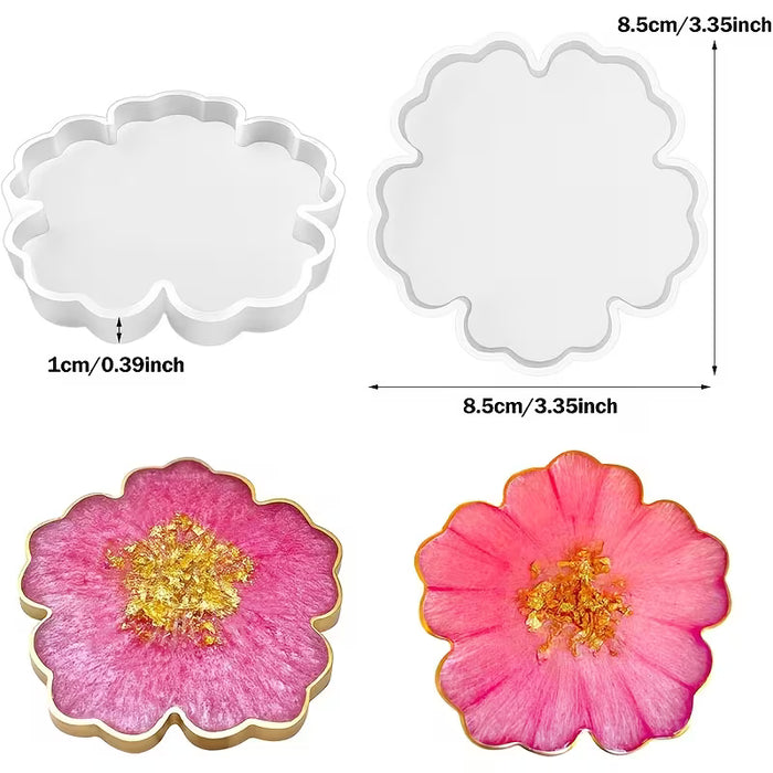2pcs  Flower Coaster Silicone Molds for Resin Art