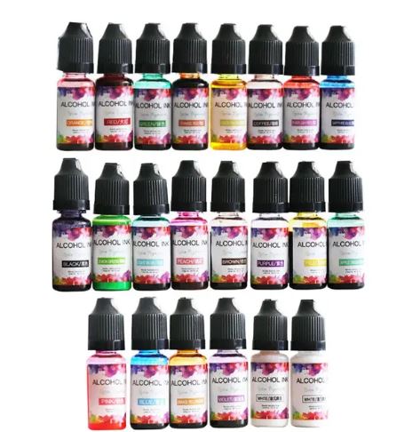 22 Colors 10ML Art Ink Alcohol Resin Pigment Kit (light color) | Pigment - Resinarthub
