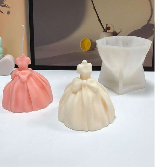 Butterfly Bow Wedding Dress Shaped Candle Silicone Mold | Mould - Resinarthub