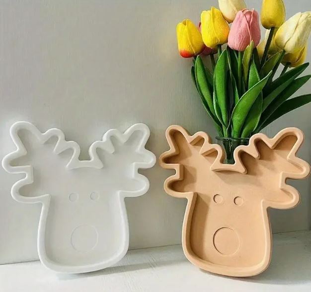 Christmas Elk Storage Silicone Mold for Jesmonite art